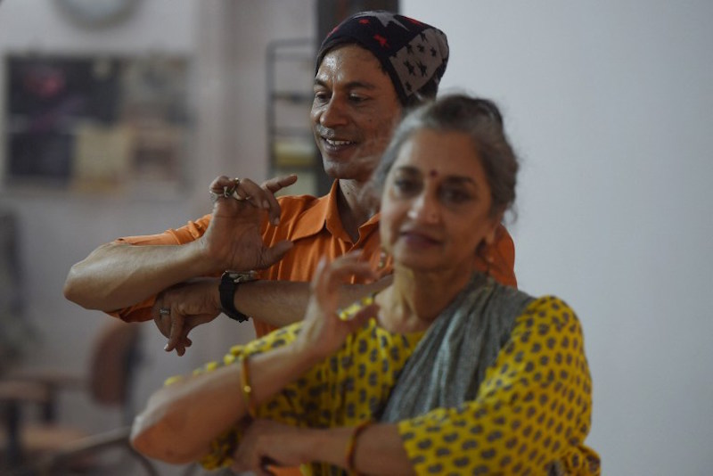 Pakistani classical dancer Sheema Kirmani instructs a student in a studio at her home in Karachi February 17, 2016. — AFP pic