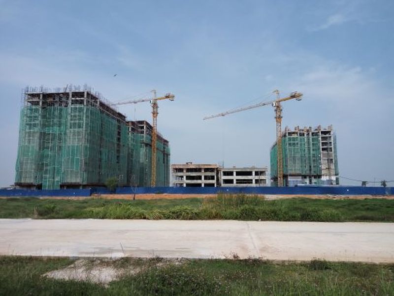 Three apartment blocks of the Bandar Cassia affordable housing project comprising 520 units are currently at 60 per cent completion. ― Picture by Eileen Ng