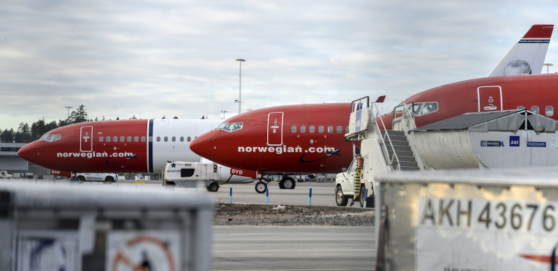 Parked Boeing 737-800 aircrafts belonging to budget carrier Norwegian Air are pictured at Stockholm Arlanda Airport, Sweden, March 6, 2015. u00e2u20acu201d Picture by Johan Nilsson/TT News Agency via Reuters