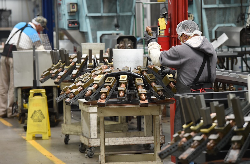 Workers remove sex toys from metal molds at the factory of Doc Johnson, a California-based sex toy company in Los Angeles, California, May 23, 2016. u00e2u20acu201d AFP-Relaxnews