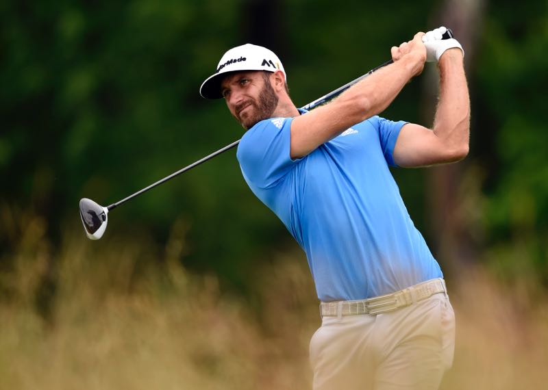 Dustin Johnson hits his tee shot on the 4th hole during the continuation of the first round of the US Open golf tournament at Oakmont Country Club, June 17, 2016. u00e2u20acu201d John David Mercer-USA TODAY Sports/Reuters pic