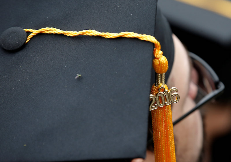 A graduating student of the City College of New York wears his 2016 cap during the Collegeu00e2u20acu2122s commencement ceremony in New York June 3, 2016. u00e2u20acu201d Reuters pic