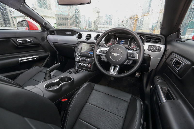 A look at the interior of the 2.3-litre EcoBoost Mustang.