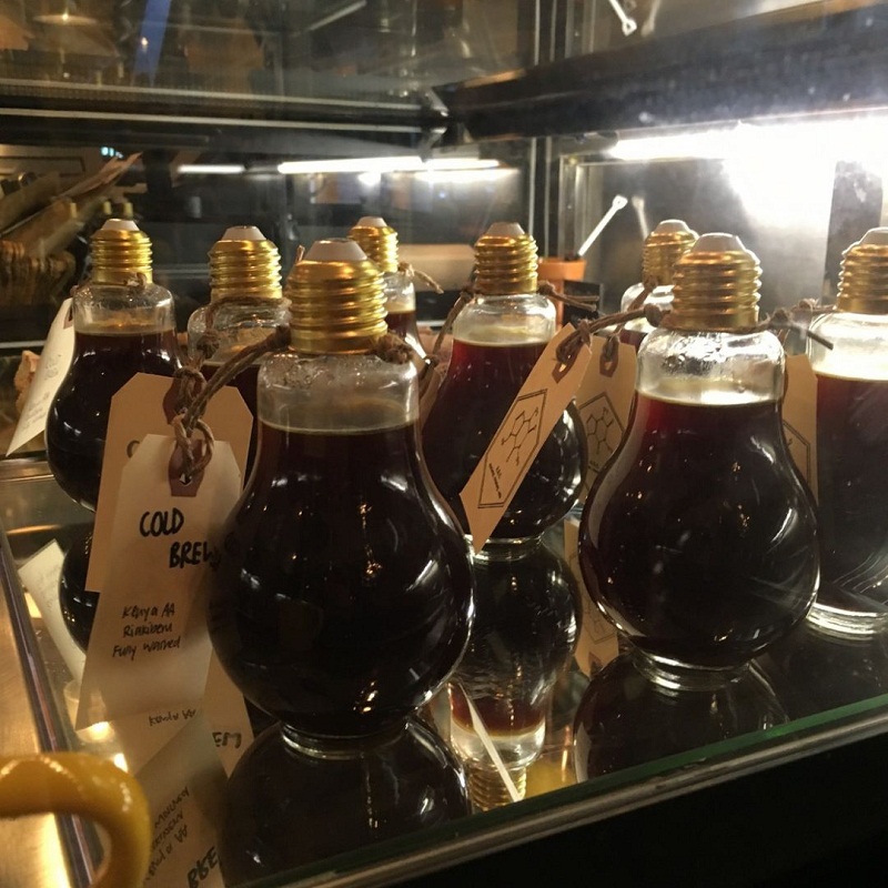 A.R.C Cafe serves its cold brews in cute light bulb containers. — TODAY pic