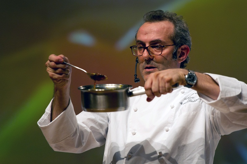 This file photo taken on October 27, 2011 shows Italian award winning chef, Massimo Bottura, during the food and wine event u00e2u20acu02dcSemana Mesa SPu00e2u20acu2122 in Sao Paulo, Brazil on October 26, 2011. u00e2u20acu201d AFP pic