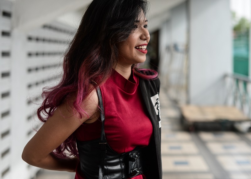 This picture taken on May 21, 2016 shows Malaysia’s Alydia Abdul Wahab, whose ring name is ‘Scarlet Lyd’ wearing her costume before performing during the Wrestling City Asia organised by Singapore Pro Wrestling at a stadium in Kuala Lumpur. — AFP pic