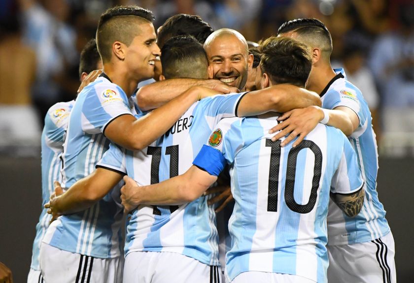 Argentina midfielder Lionel Messi and Argentina forward Sergio Aguero react in the second half during the group play stage of the 2016 Copa America Centenario at Soldier Field, Chicago, June 11, 2016. u00e2u20acu201d Rueters pic 