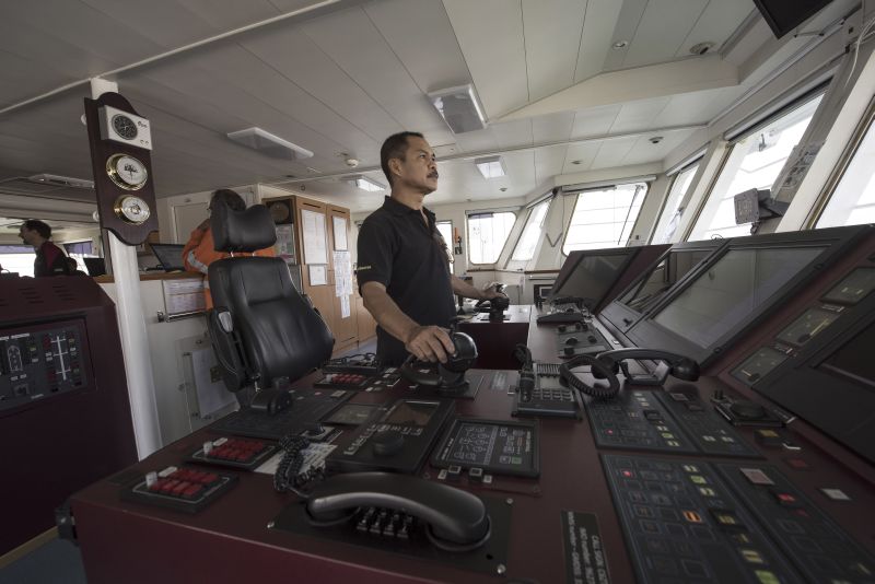 Andreas Ryanto Molyo, captain of the Fulgo Equator, a key ship in the search for the missing Malaysia Airlines Flight 370, at port in Fremantle, Australia, May 5, 2016.