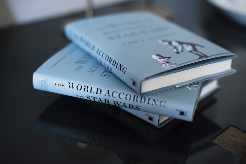 Copies of Cass Sunsteinu00e2u20acu2122s book, u00e2u20acu02dcThe World According to Star Wars,u00e2u20acu2122 at book release party in New York May 31, 2016. u00e2u20acu201d Picture by Shawn Brackbill/The New York Times