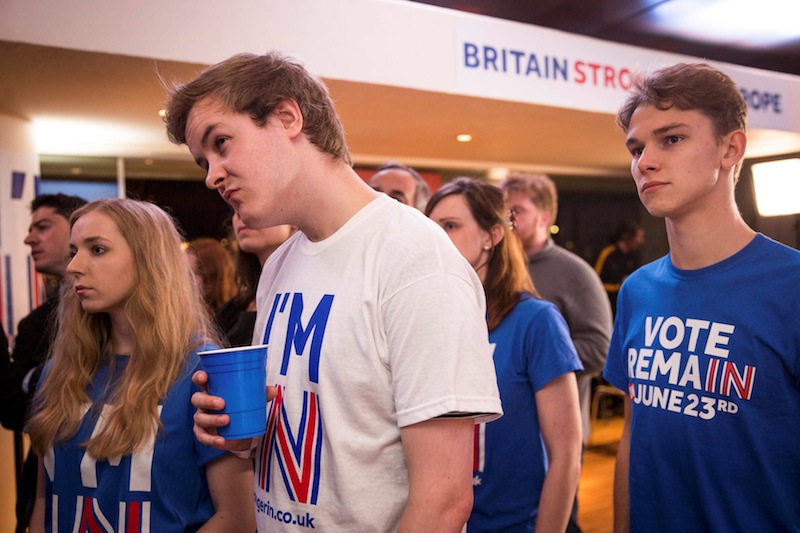 Supporters of the Stronger In Campaign react after heading the result from Orkney in the EU referendum at the Royal Festival Hall, in London, Britain June 24, 2016. u00e2u20acu201d Reuters pic