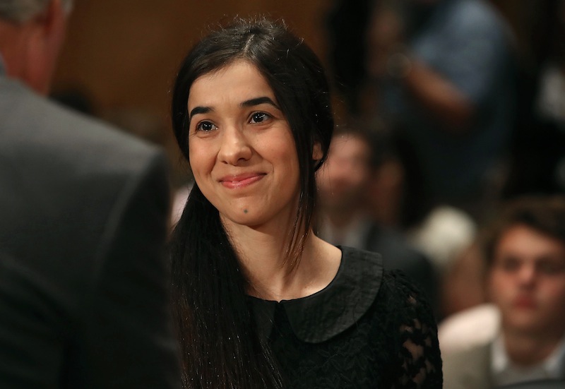 This file photo taken on June 21, 2016 shows Nadia Murad, a human rights activist, arriving at a Senate Homeland Security and Governmental Affairs Committee hearing on Capitol Hill in Washington, DC. u00e2u20acu201du00c2u00a0AFP pic