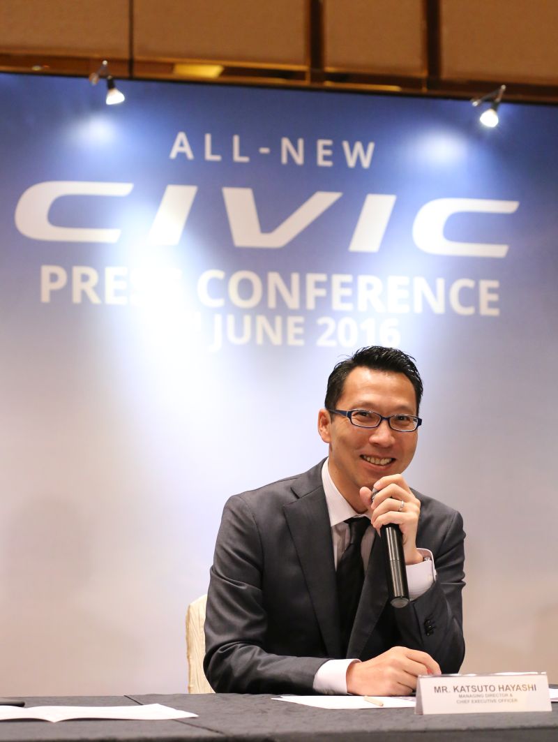 Katsuto Hayashi, MD & CEO of Honda Malaysia, at launch of Ninth Generation Honda Civic in Kuala Lumpur. u00c2u00a9 Honda pic