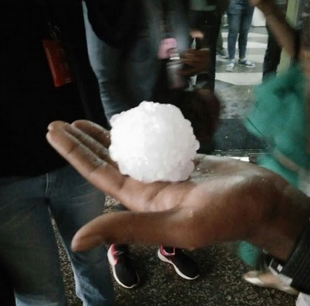 Twitter user @PeghokPekat shares a picture of a hailstone as KL was hit by a thunderstorm earlier this evening.