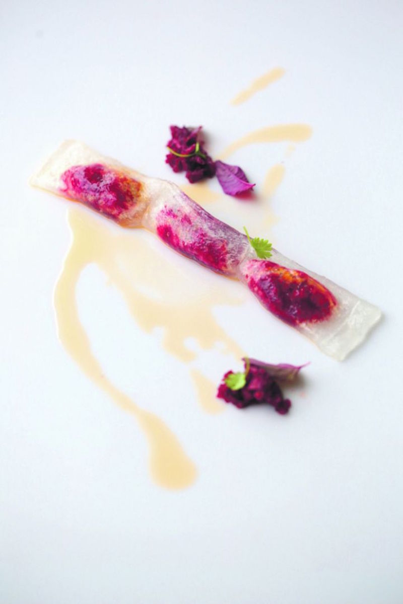 Beetroot dumplings from Janice Wong Singapore. — TODAY pic