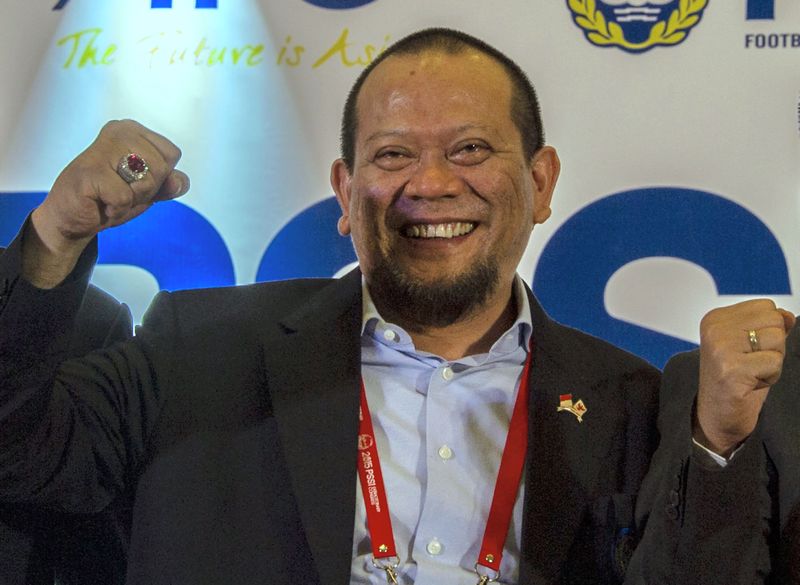 Photo taken on April 18, 2015 of newly-elected Indonesian Football Association (PSSI) chief La Nyalla Mattalitti following a vote in Surabaya in eastern Java. u00e2u20acu201d AFP pic