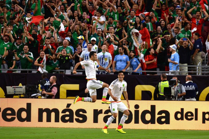 Mexico defender Rafael Marquez (4) celebrates a goal against Uruguay during the group play stage of the 2016 Copa America Centenario at University of Phoenix Stadium. u00e2u20acu201d Reuters pic
