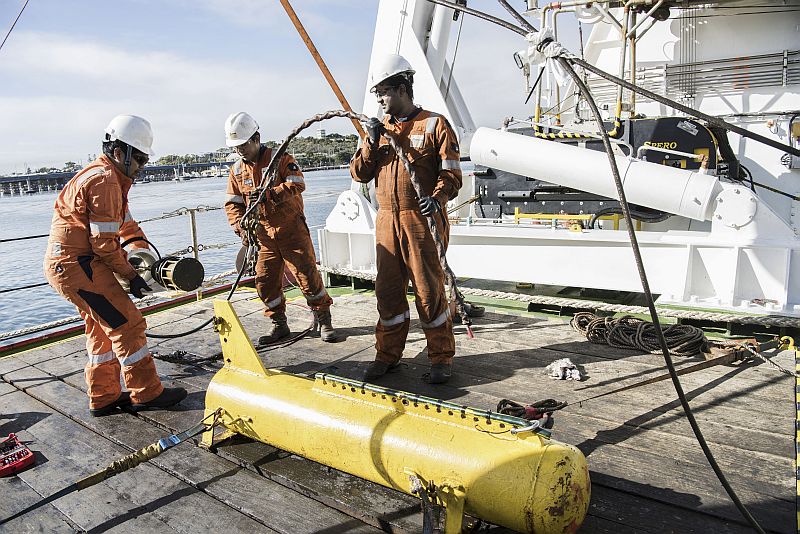 Technicians work aboard the Furgo Equator, a ship searching for the remains of Malaysia Airlines Flight 370, as it docked in Fremantle, Australia May 5, 2016. u00e2u20acu201d New York Times pic