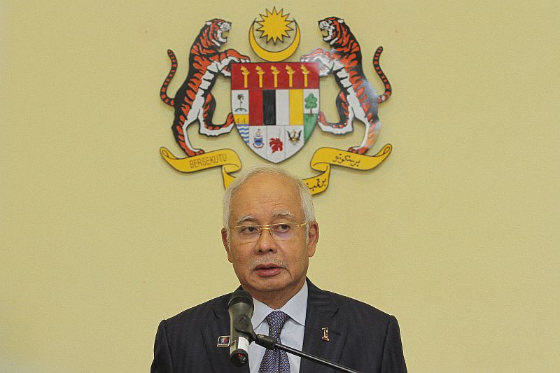 Prime Minister Datuk Seri Najib Razak announcing the new line-up of ministers at Putrajaya in the latest cabinet reshuffle, June 27, 2016. u00e2u20acu201d Picture by Yusof Mat Isa 