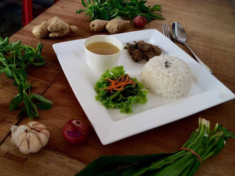Burmese beef stew and vegetables.