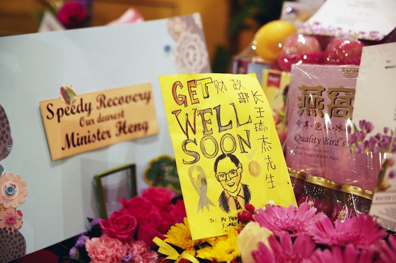 Cards and gifts for Heng at Tan Tock Seng Hospitalu00e2u20acu2122s Heritage Museum. Tampines residents have expressed concern for Mr Heng and wished him a speedy recovery. u00e2u20acu201d TODAY pic