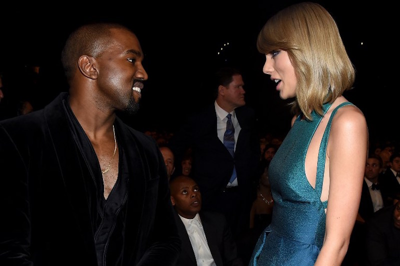 Kanye West and Taylor Swift chat during The 57th Annual Grammy Awards in Los Angeles February 8, 2015. u00e2u20acu201d AFP pic