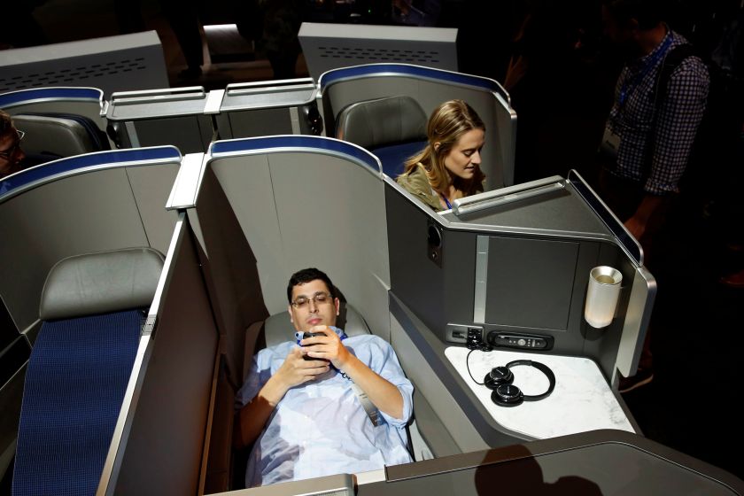 Travel journalists inspect new lie-flat seats that were unveiled by United Airlines as part of their new international business class dubbed United Polaris in New York June 2, 2016. u00e2u20acu2022 Reuters pic