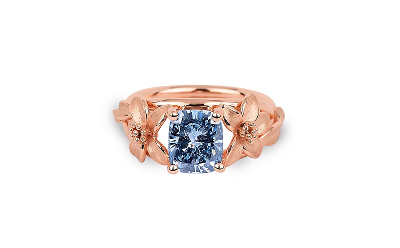 The Jane Seymour 2.08-carat Fancy Vivid Blue diamond ring.