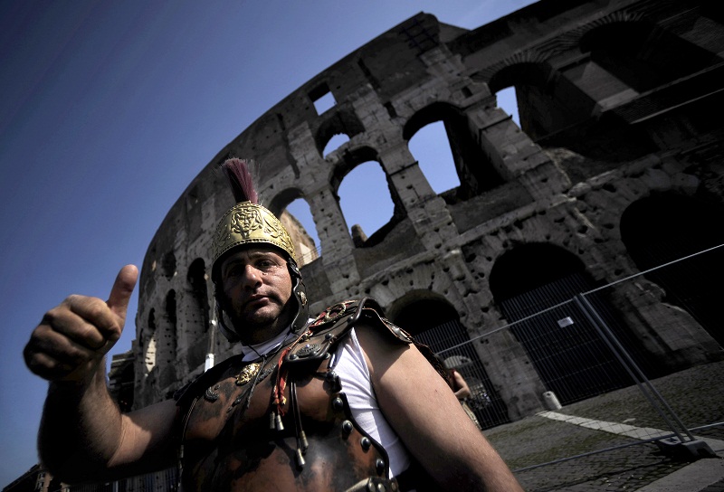 Impersonating gladiators are now banned in Rome. u00e2u20acu201d AFP pic