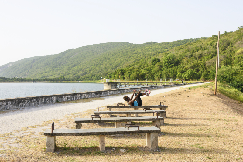 A woman exercises at Mona Reservoir in Kingston, Jamaica, July 12, 2016, a popular running spot that is recommended by Usain Bolt. — Moris Moreno/The New York Times pic