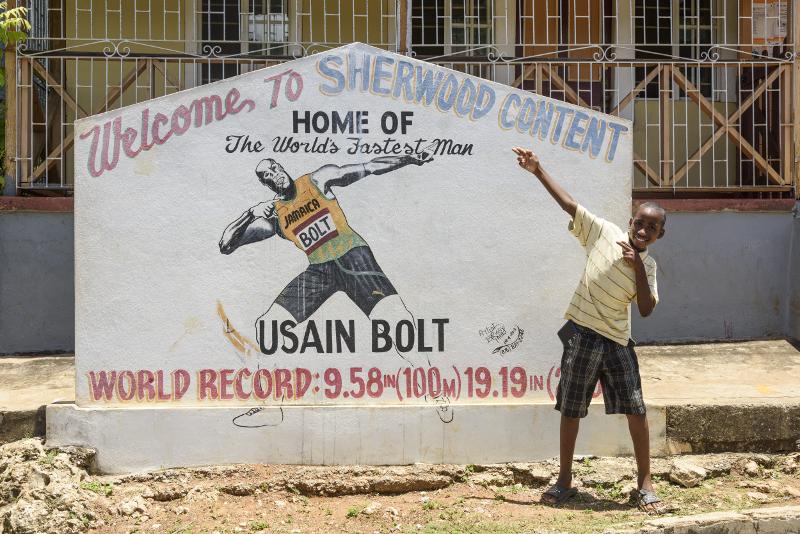 A sign by the post office in Sherwood Content, Jamaica, hometown of 100 and 200-metre world record holder Usain Bolt, July 13, 2016. — Moris Moreno/The New York Times pic