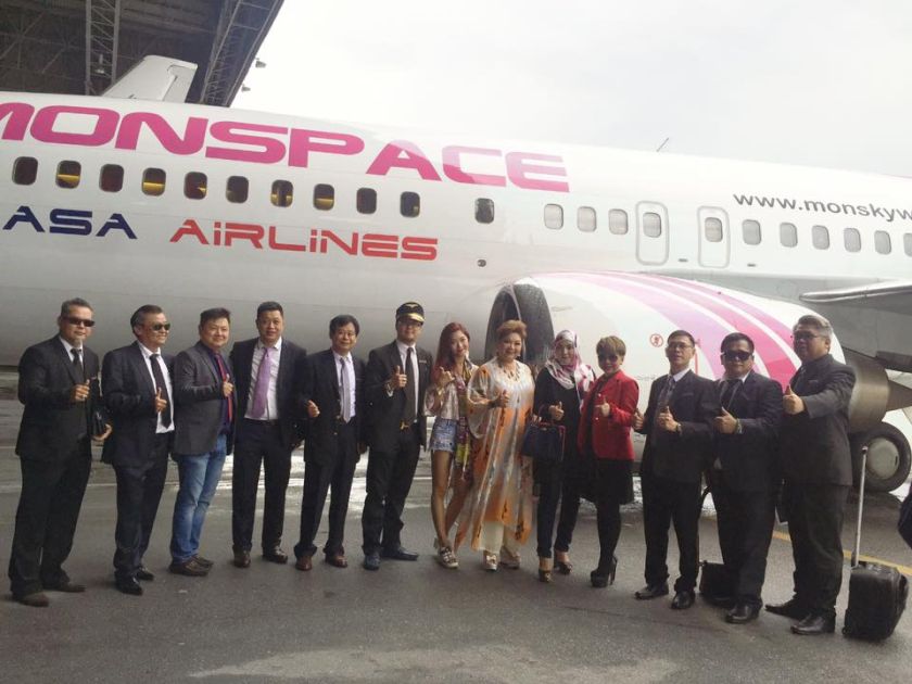 Maria Cordero (sixth from left) pose for a group photo with the staff of MonSpace Sky Airlines, July 24, 2016. u00e2u20acu201d Picture courtesy of MariaCordero/Facebook
