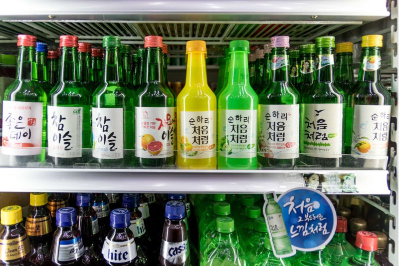 Soju makers have rolled out a line of lighter, fruit-flavoured drinks. 