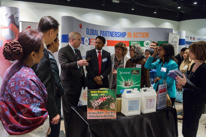 The Duke of York Prince Andrew (fourth from left) visiting one of the DTC winners' booth. With him are representatives of PlaTCOM Ventures, British Council, SME Corporation Malaysian and Petrosains.