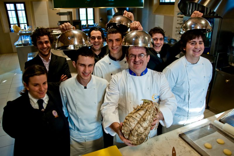 Chef Massimo Spigaroli and his team show off their prized culatello. u00e2u20acu201d Picture courtesy of Antica Corte Pallavicina