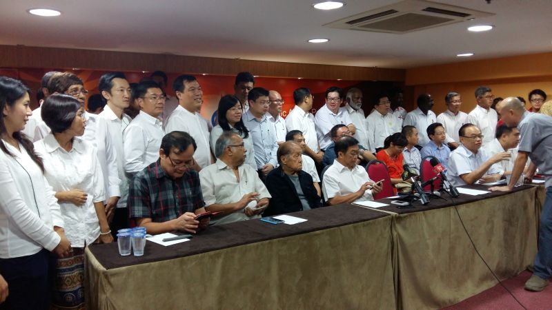 DAP's CEC at a press conference after their meeting in Kuala Lumpur July 1, 2016. u00e2u20acu201d Picture by Syed Jaymal Zahiid