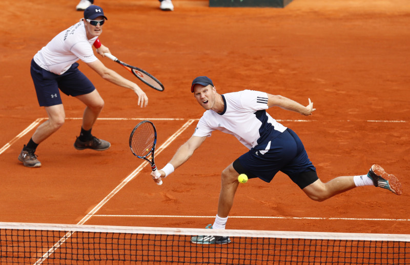 Great Britainu00e2u20acu2122s Jamie Murray and Dominic Inglot during their Davis Cup quarterginal doubles match against Serbiau00e2u20acu2122s Filip Krajinovic and Nenad Zimonjic at Tasmajdan Stadium, Belgrade, Serbia, July 16, 2016. u00e2u20acu201d Reuters pic