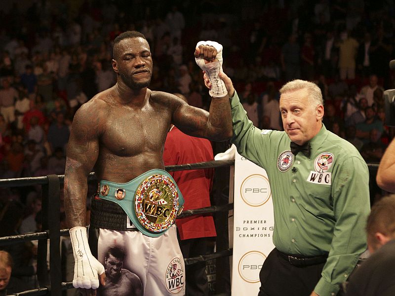 Deontay Wilder reacts after his Premier Boxing Championships fight against Chris Arreola at Legacy Arena, Birmingham, Alabama July 16, 2016. u00e2u20acu201d Picture by Marvin Gentry-USA TODAY Sports via Reuters