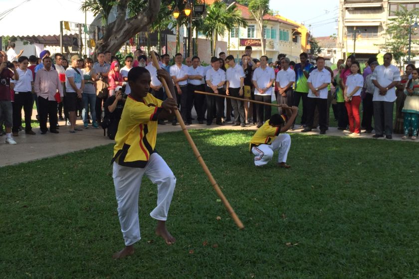 Indian traditional martial artists are seen performing during the launch of George Town World Heritage Celebrations by Penang Chief Minister Lim Guan Eng, July 7, 2016. u00e2u20acu201d Picture by KE Ooi