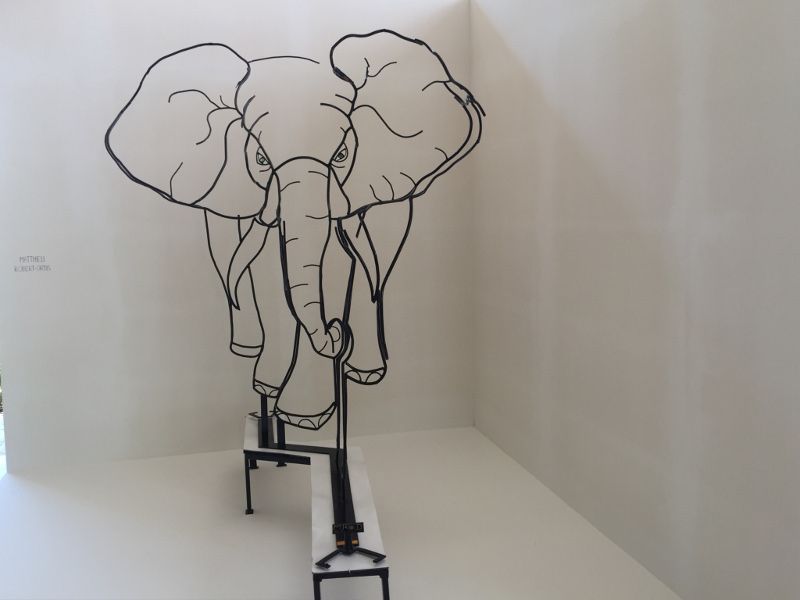 3D wire sculpture George Town Festival The Revolution of Giraffes with an elephant on one side and two giraffes on the other side. Picture by K.E.Ooi