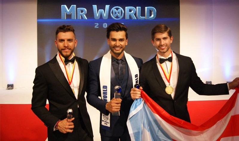 An image shared on the Mr World Facebook page shows the top winners.  