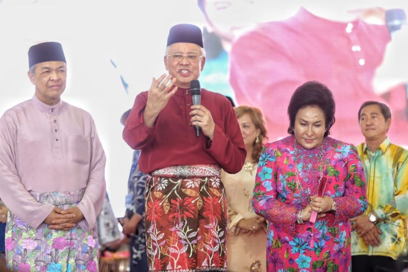 Datuk Seri Najib Razak addresses the crowd at his Hari Raya open house in Seri Perdana, July 6, 2016. u00e2u20acu2022 Picture by Saw Siow Feng