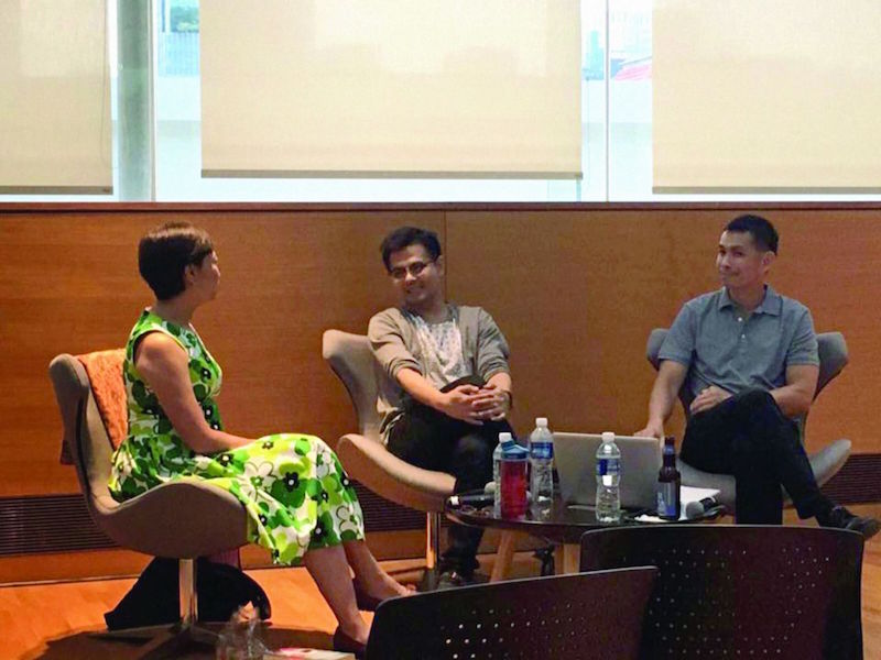 Ovidia Yu, Alfian Sau00e2u20acu2122at and Koh Jee Leong sharing during the talk at National Gallery Singapore. u00e2u20acu201d TODAY pic