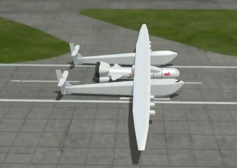 Screenshot  of the Stratolaunch, the world's largest aircraft, from the Reuters video.