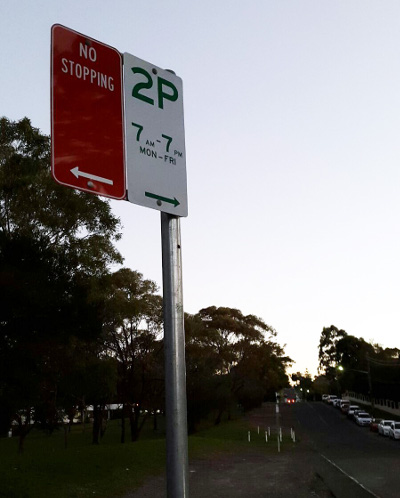 Example of a two-hour parking zone in Australia. — Picture courtesy of CPPS