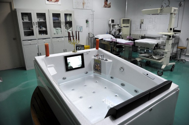 File photo of a water-birthing device in a delivery room at Antai Hospital in Beijing. u00e2u20acu201d AFP pic