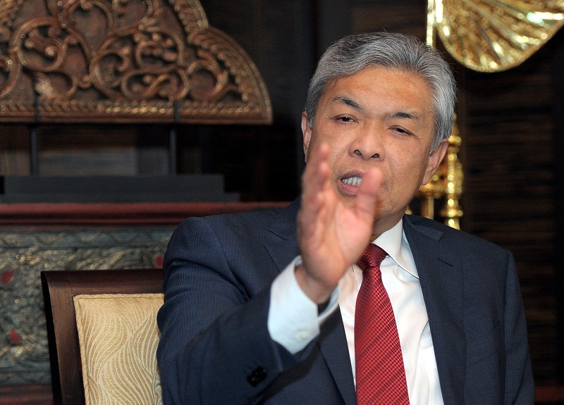 Deputy Prime Minister Datuk Seri Dr Ahmad Zahid Hamidi speaks during a press conference in Bangkok, Thailand Aug 4, 2016. u00e2u20acu201d Bernama pic