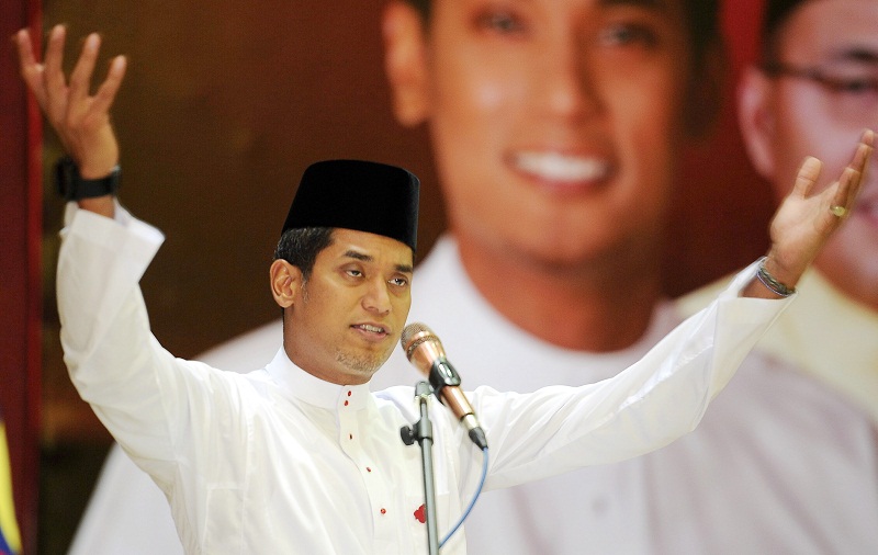 Barisan Nasional Youth chairman Khairy Jamaluddin speaks during the opening ceremony for the BN Youth meeting in Dungun Aug 6, 2016. u00e2u20acu201d Bernama pic