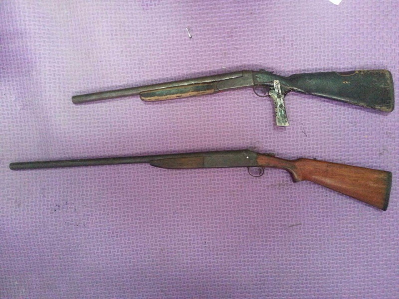 Two homemade rifles, known as bakakuk, were seized by police in Sabah to help investigations in a case of a 51 year old man shooting his own nephew while hunting u00e2u20acu201d Picture courtesy of Sabah police