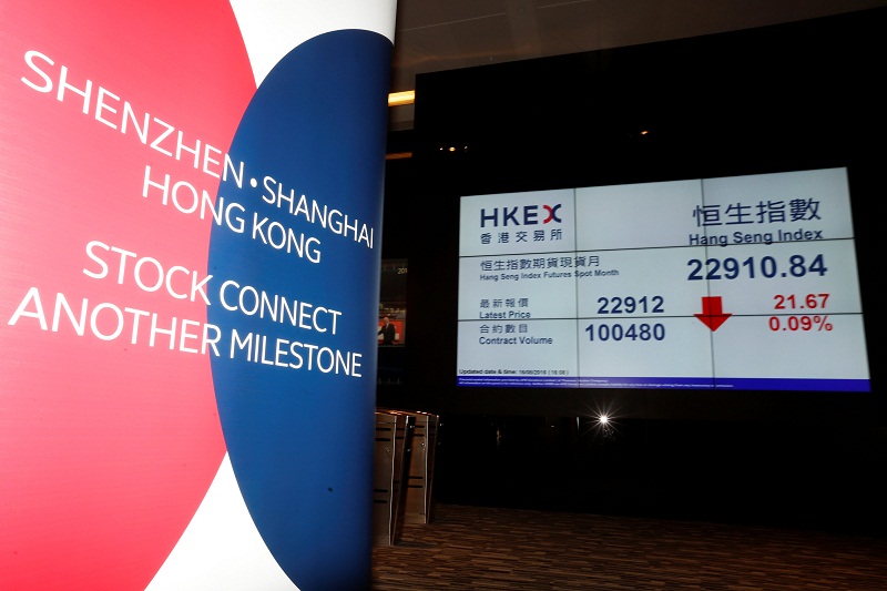 A banner promoting Shenzhen-Hong Kong Stock Connect is displayed at the Hong Kong Exchanges in Hong Kong August 16, 2016. u00e2u20acu201d Reuters pic