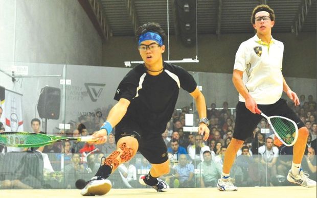 Eain Yow retrieves a shot during the final game against Abouaish. u00e2u20acu201d Twitter picture (@wsfworldjuniors)